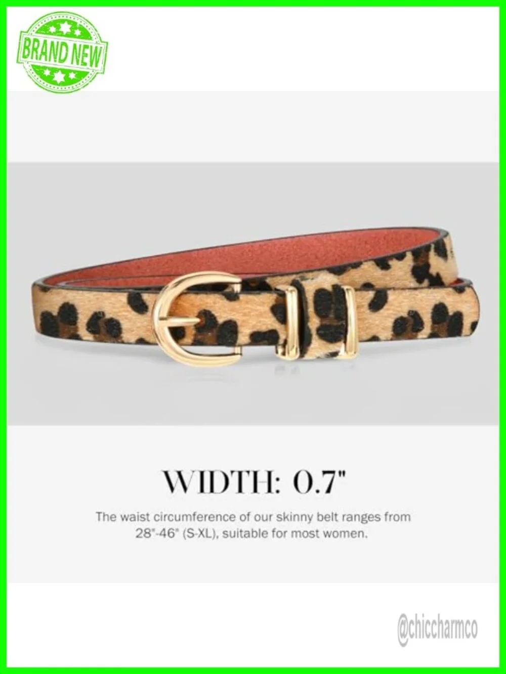 Faux Leather Skinny Belt with Gold Buckle for Women